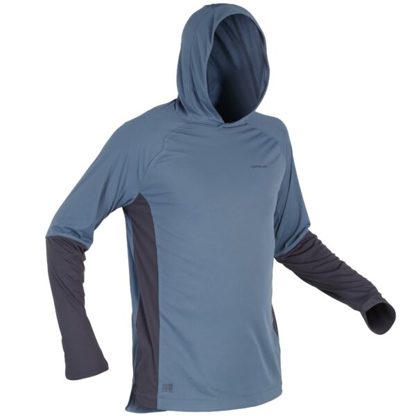 Angelshirt Anti-UV 500 Kapuze blau